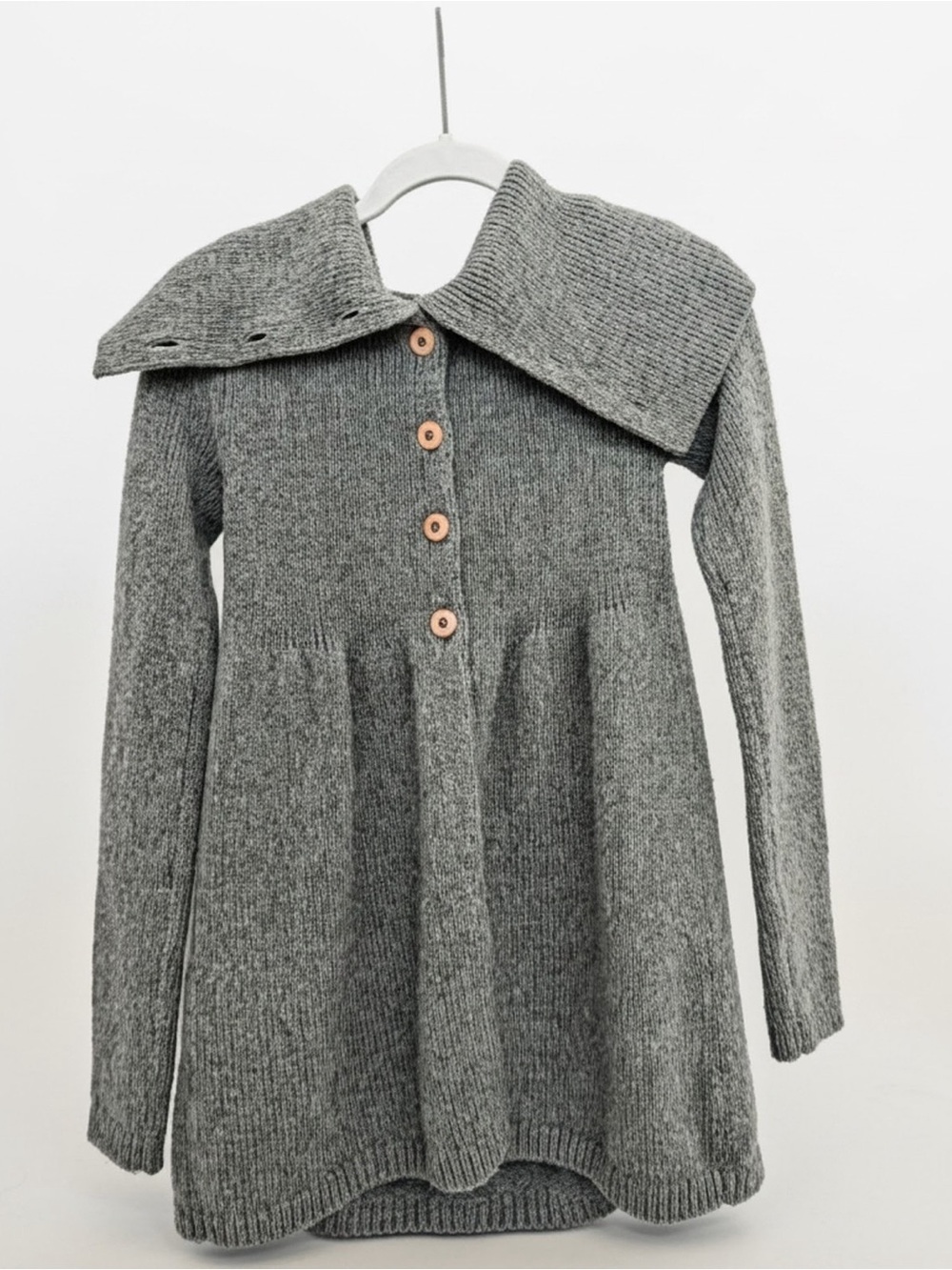 Vince Gray Big Collar Button Front Sweater Coat Cardigan S Wool Blouson EUC